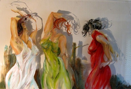 3 dansende vrouwen Montfoorts Kunstenaars Collectief